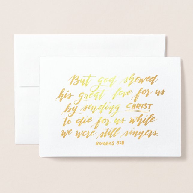 Romaner 5:8 folierat kort (Framsida med kuvert)