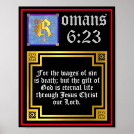 Romaner 6 23 Guld Upplyst bibelcitat från Brev Poster