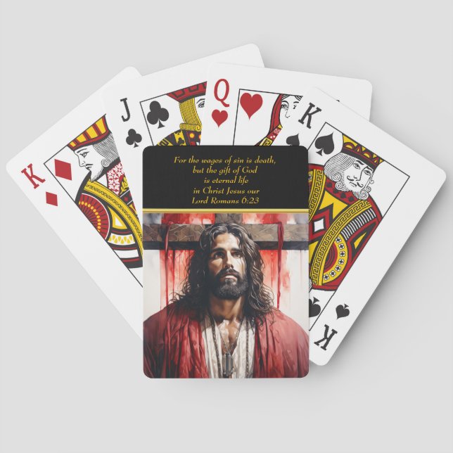 Romaner 6:23 Jesus vid kor Casinokort (Baksidan)