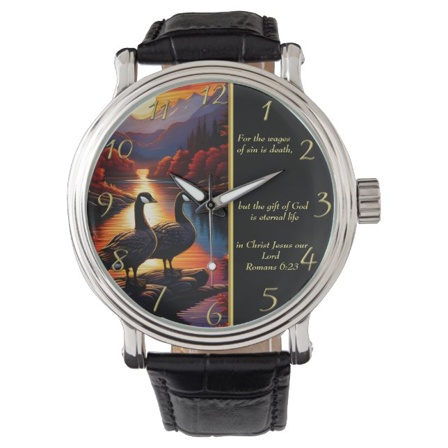 Romaner 6:23 Vita kyrkan guld Armbandsur (Framsida)