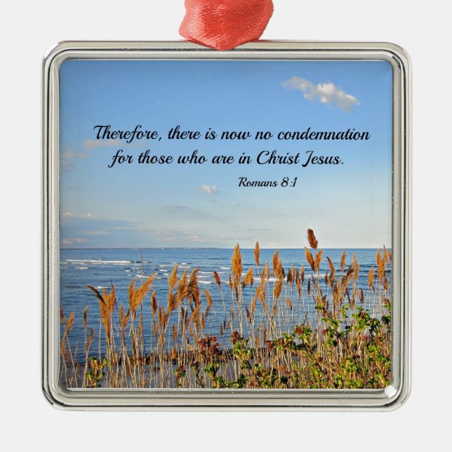 Romaner 8:1 Därför finns det nu inget fördömande Julgransprydnad Metall (Framsidan)