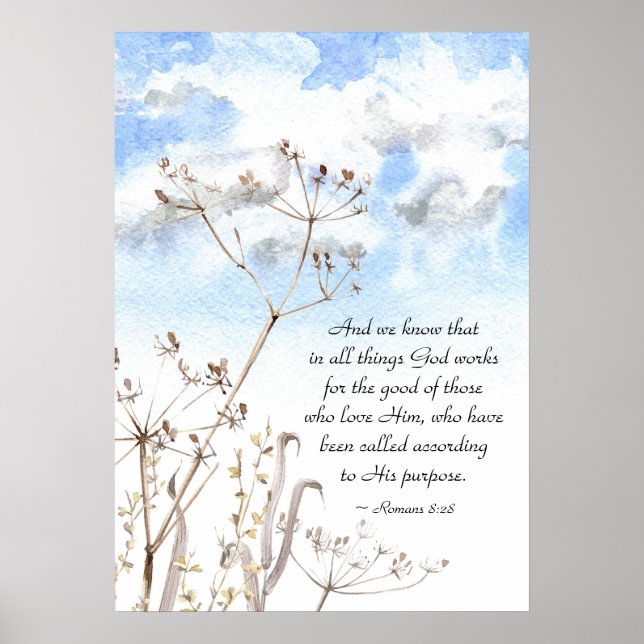 Romaner 8:28 Alla sak Gud jobbar för bran Poster (Framsidan)