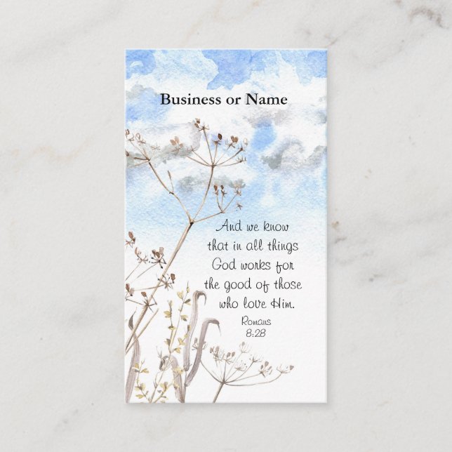 Romaner 8:28 Alla sak Gud jobbar för bran Visitkort (Framsida)