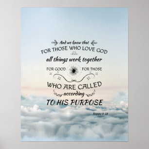 Romaner 8: 28 bible verse scripture art gifts poster