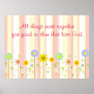 Romaner 8:28 Rosa Rand och Flower Christian Quote Poster