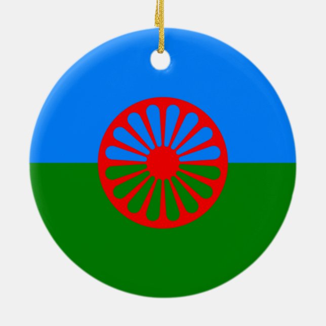 Romani Flagga Julgransprydnad Keramik (Baksidan)