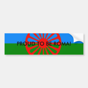 Romani flagga som ÄR STOLT ATT VARA ROMA! Bildekal