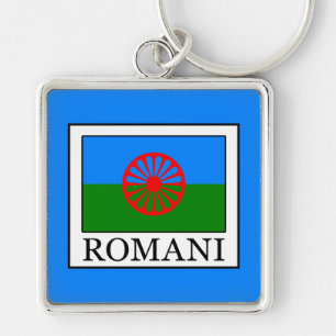 Romani Fyrkantig Silverfärgad Nyckelring