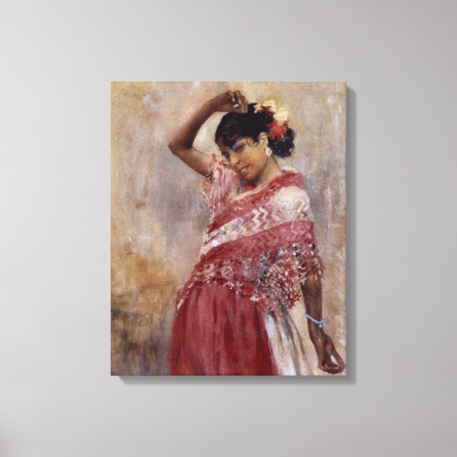 Romani Gypsy Woman Dancing (av Albert Edelfilt) Canvastryck (Framsida)