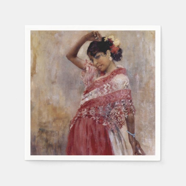 Romani Gypsy Woman Dancing (av Albert Edelfilt) Pappersservett (Framsidan)