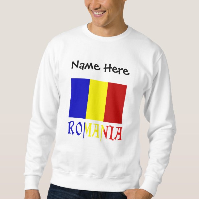 Romania and Romanian Flag Personalized  Lång Ärmad Tröja (Framsida)
