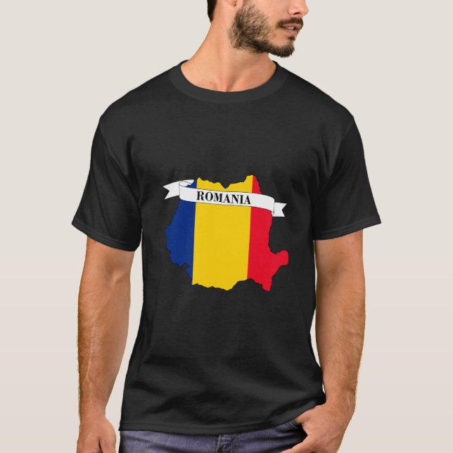  Romania flag map T Shirt (Framsida)