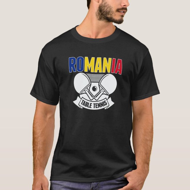 Romania Ping Pong   Romanian Table Tennis Supporte T Shirt (Framsida)
