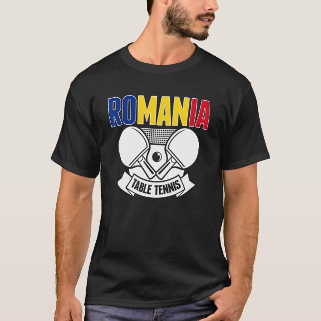 Romania Ping Pong   Romanian Table Tennis Supporte T Shirt (Framsida)