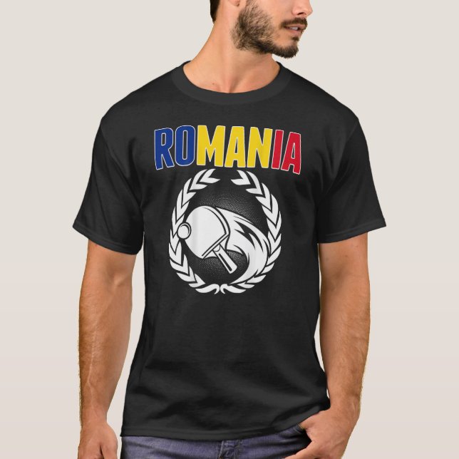 Romania Ping Pong   Romanian Table Tennis Supporte T Shirt (Framsida)