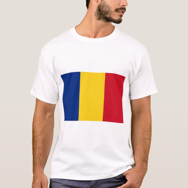 România - Rumänien Flagga T Shirt (Framsida)