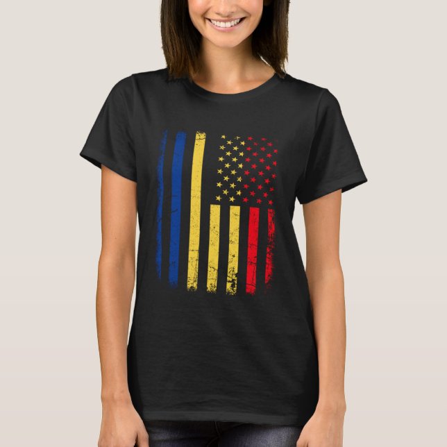 Romanian American Flag Romania America Pride Herit T Shirt (Framsida)