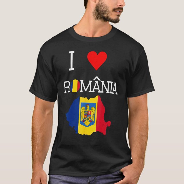 Romanian  I Love Romania T Shirt (Framsida)