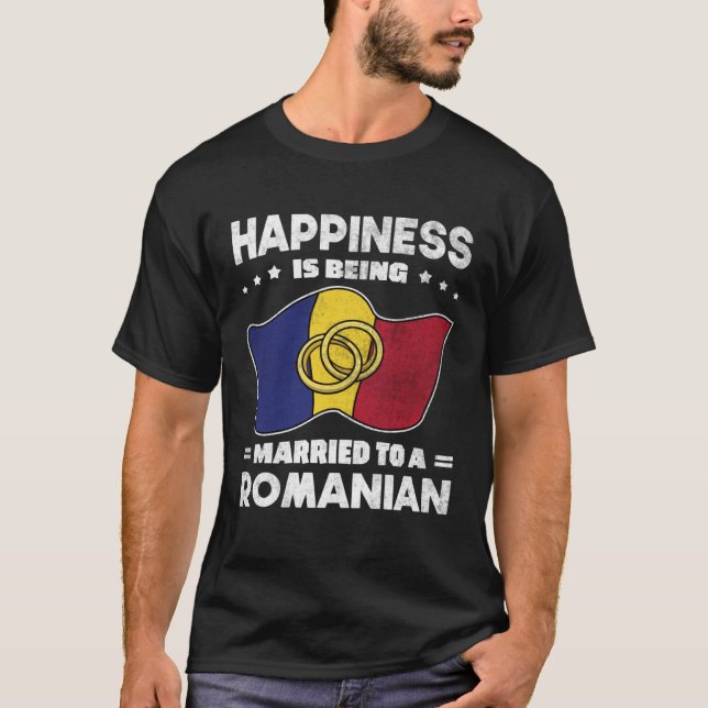 Romanian Wedding State of Romania Roots Married T Shirt (Framsida)