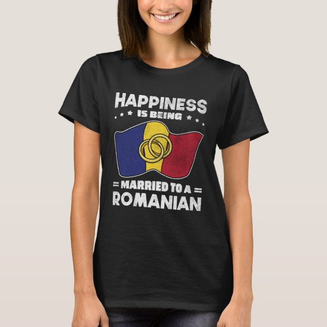 Romanian Wedding State of Romania Roots Married T Shirt (Framsida)