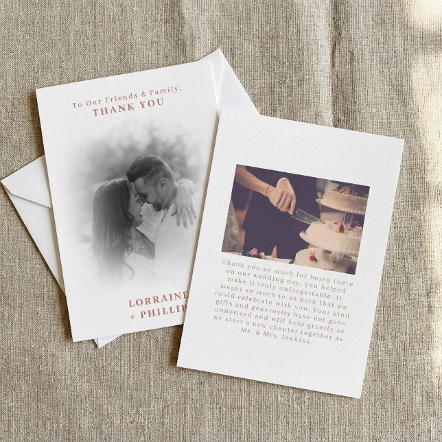 Romanisk fotoövertoning, effekt bröllop tack kort (Romanic photo gradient effect wedding thank you card.)
