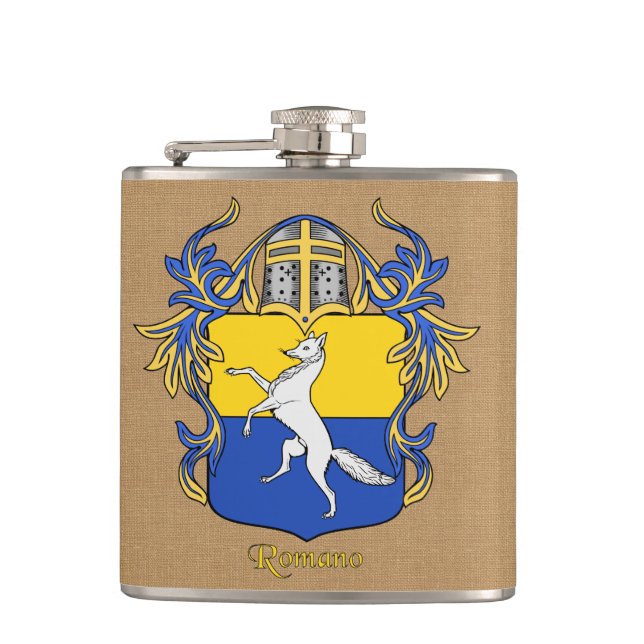 Romano Heraldic Shield med Helm och Mantle Fickplunta (Framsidan)