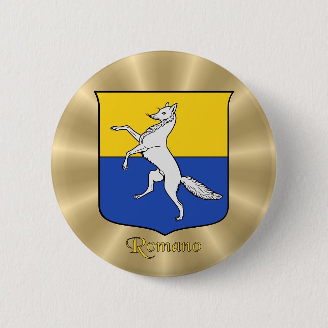 Romano Historical Shield on Golden Sunburst Knapp (Framsida)