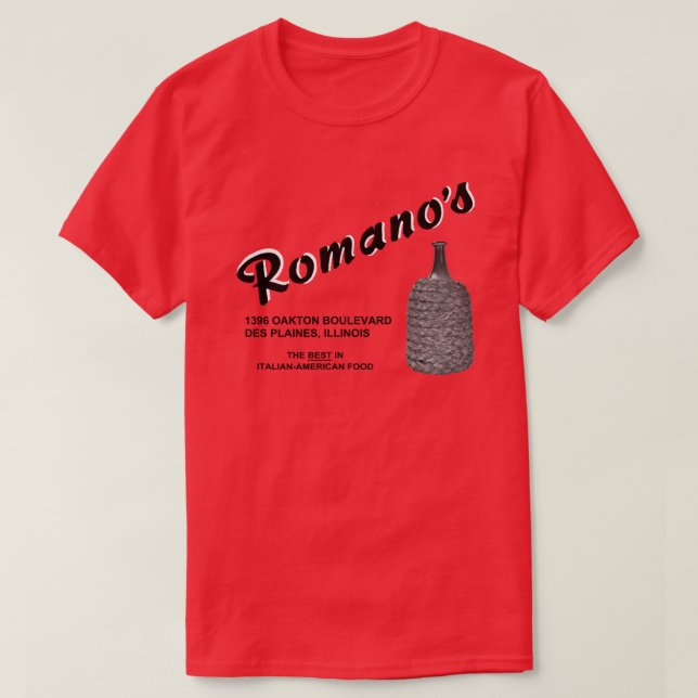 Romanos Restaurant, Des Plaines, IL T Shirt (Design framsida)