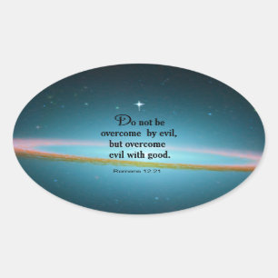 Romans12:21 Ovalt Klistermärke