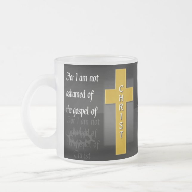 Romans1:16 en mugg för bibelVersekaffe (Vänster)