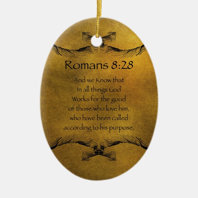 Romans8:28 Julgransprydnad Keramik (Framsidan)