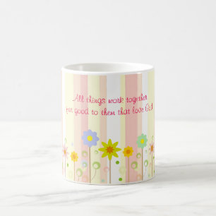 Romans8:28rosor görar randig och blommar kristet kaffemugg