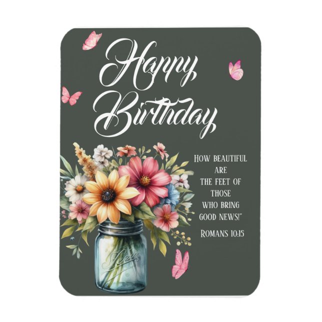 Romans 10:15 Birthday Greeting Magnet (Vertikal)