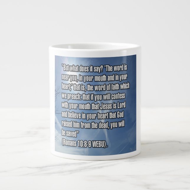 Romans 10:8-9 WEBU Mug Jumbo Mugg (Framsidan)