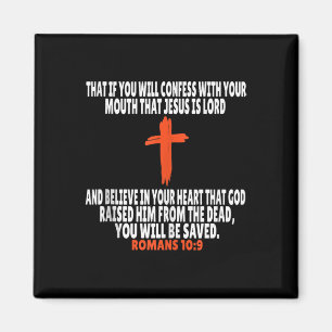 Romans 10_9 Bible Verses Scripture, Tanktop Magnet