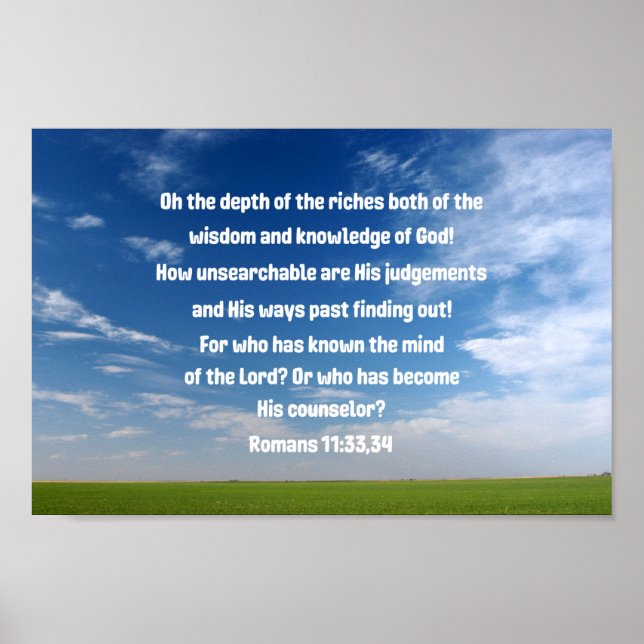 Romans 11:33,34 Oj rikernas djup båda Poster (Framsidan)