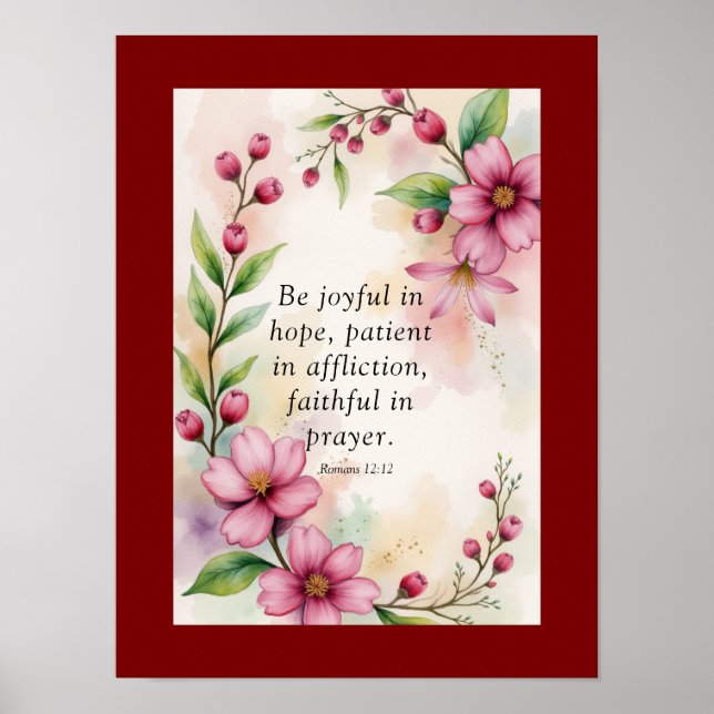 Romans 12:12 Custom Bible Verse Poster (Framsidan)