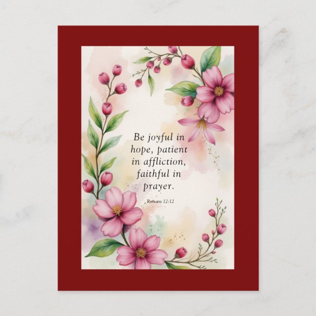 Romans 12:12 Custom Bible Verse Vykort (Framsida)