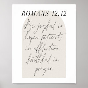 Romans 12:12 Minimal Boho Beige Arch Poster
