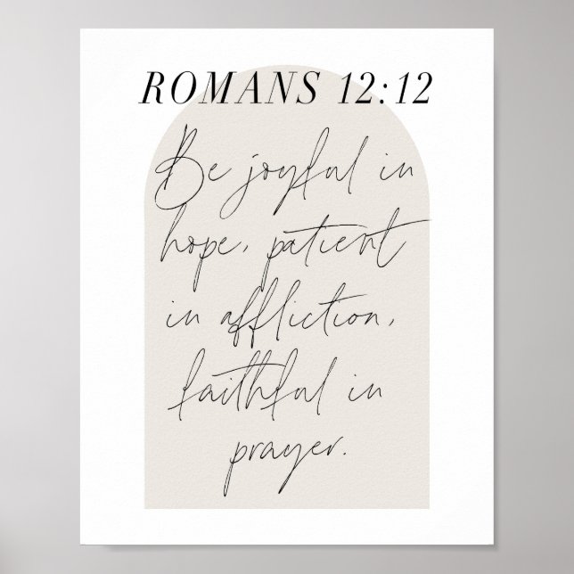 Romans 12:12 Minimal Boho Beige Arch Poster (Framsidan)