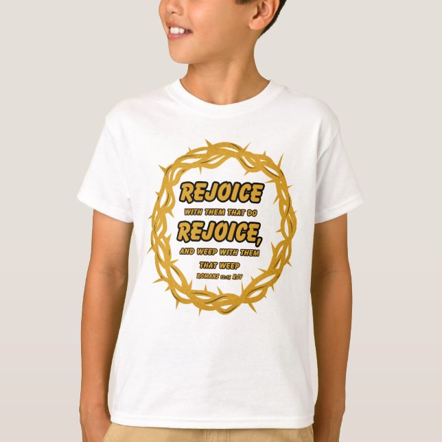 Romans 12:15 KJV Bible Scripture Verse Boy's T Shirt (Framsida)