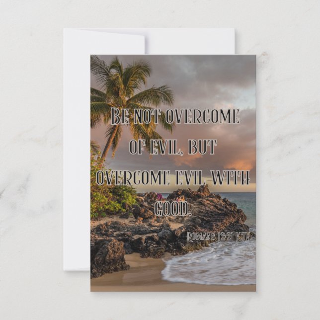 Romans 12:21 KJV Bible Verse Pic Flat Hälsning Kort (Framsida)