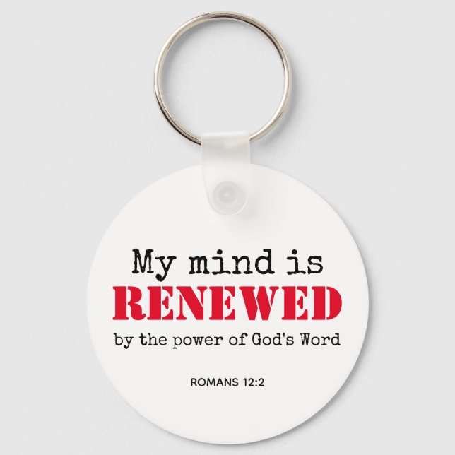 Romans 12v2 MIND RENEWED Christian Nyckelring (Framsida)