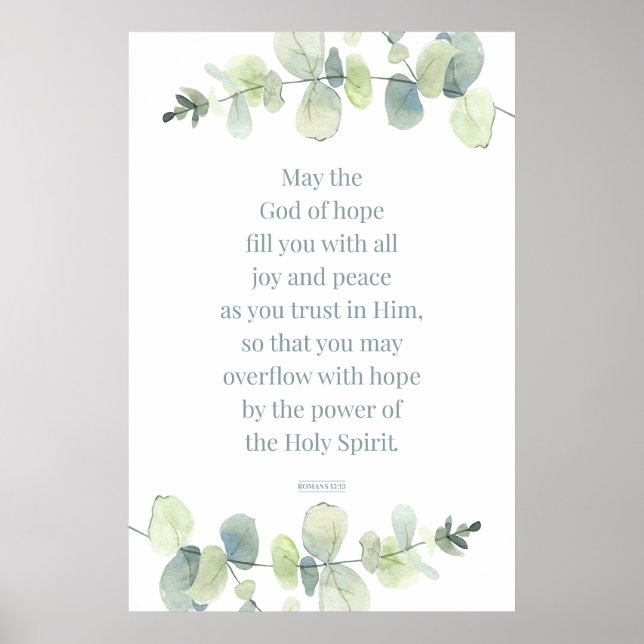 Romans 15:13, Bible Verse Print, Gud of Hope Poster (Framsidan)