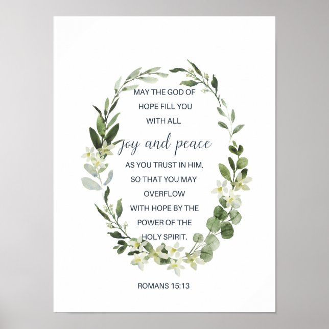 Romans 15:13, Bible verse wall art Poster (Framsidan)