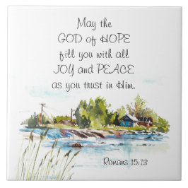 Romans 15:13 Gud of Hope Christian Bible Verse Kakelplatta