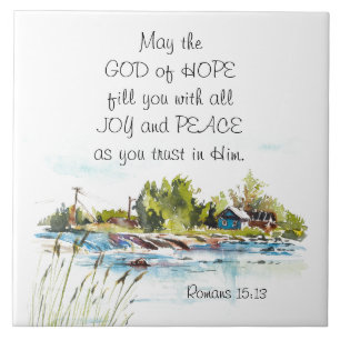 Romans 15:13 Gud of Hope Christian Bible Verse Kakelplatta