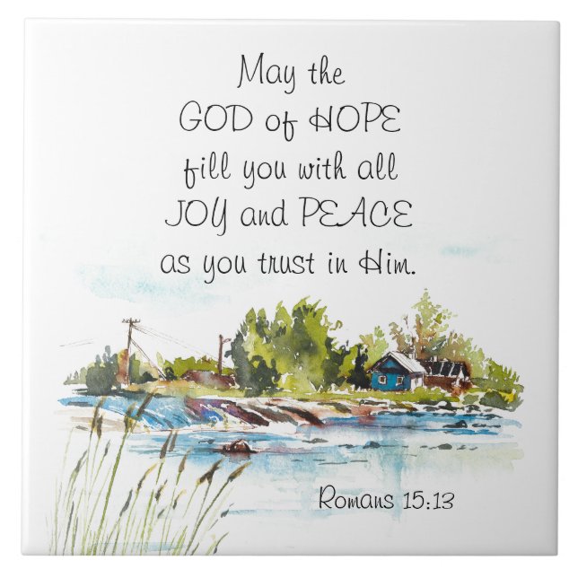 Romans 15:13 Gud of Hope Christian Bible Verse Kakelplatta (Framsidan)