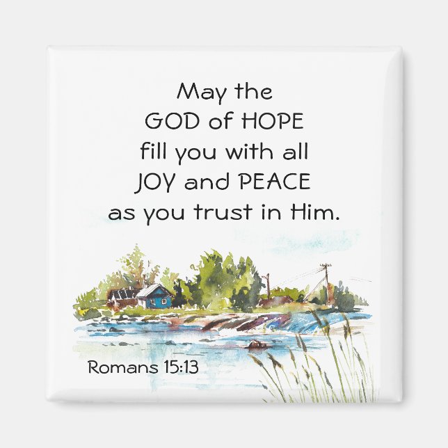 Romans 15:13 Gud of Hope Christian Bible Verse Magnet (Framsidan)