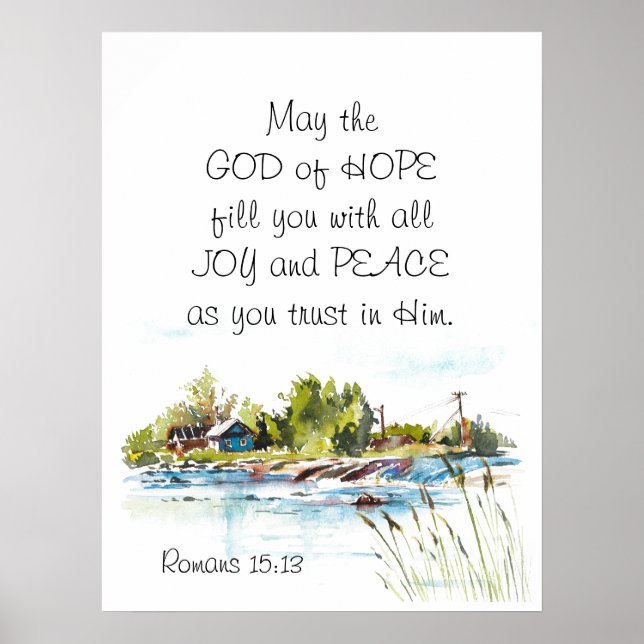 Romans 15:13 Gud of Hope Christian Bible Verse Poster (Framsidan)